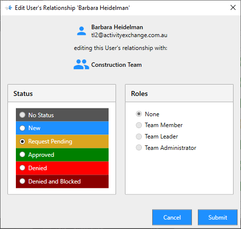 Edit User Relationship